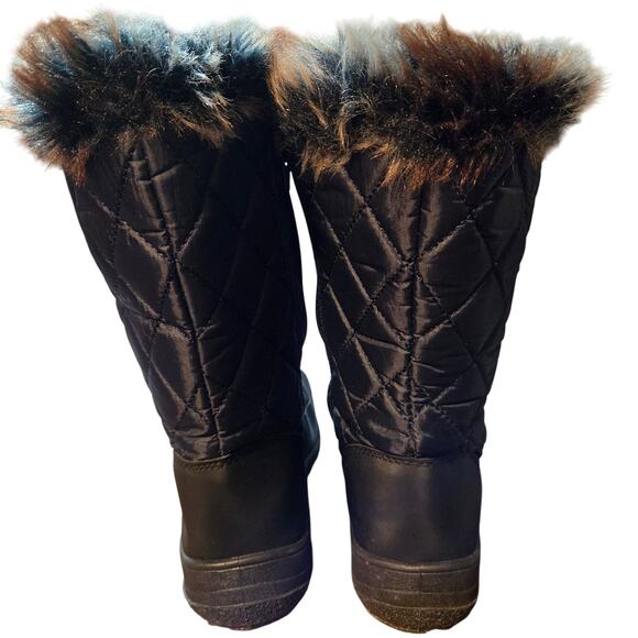 Snow Tech 8 Black Women's Fur Insulated Water Resistant Boots Shoes Snow Rain - Picture 3 of 5